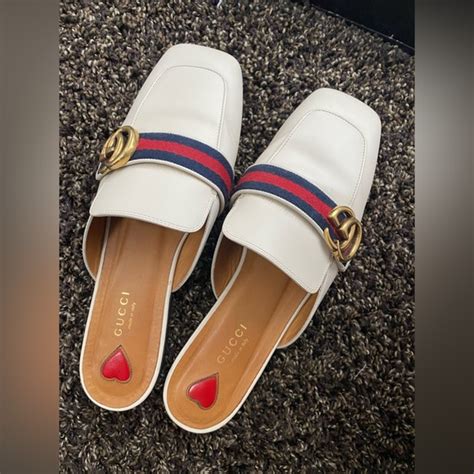 gucci white peyton mules